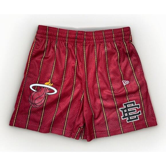 Authentic ERIC EMANUEL x Miami Heat Men’s Shorts Stripped Red, Size XL - Picture 1 of 7